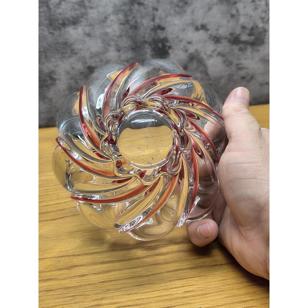 Gorgeous clear and Red Mikasa Twist Holidays Christmas Candy Trinket Bowl